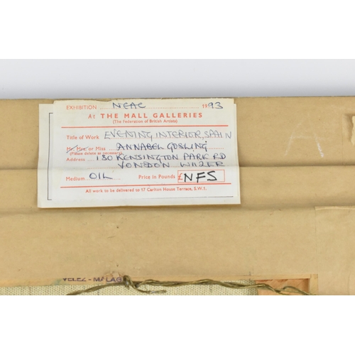 211 - Annabel Gosling (b. 1942) British
'Evening Interior, Spain', oil on canvas, signed lower left, 45 cm... 