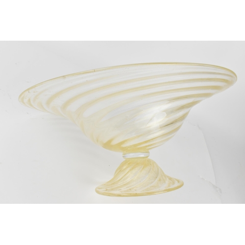 219 - An Italian Murano glass bowl designed by Archimede Seguso, circa 1970, the clear wrythen pattern wit... 