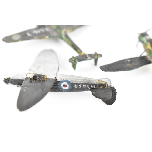 231 - Three WWII prisoner of war aircraft models, to include one of a black Spitfire K5054 prototype, a We... 