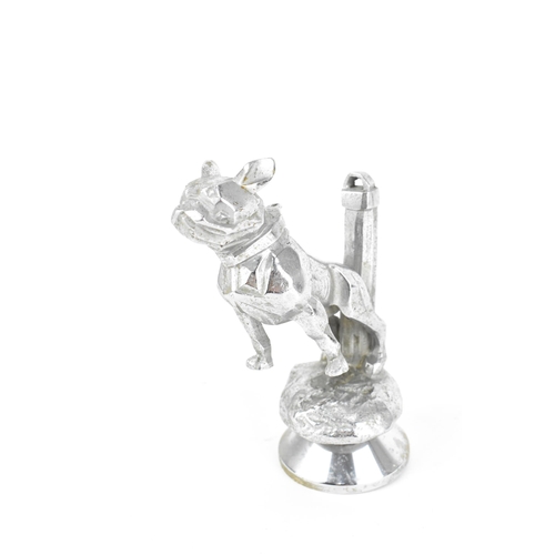 241 - An early 20th century Art Deco nikel plated bull dog car mascot, mounted on radiator cap, the dog de... 