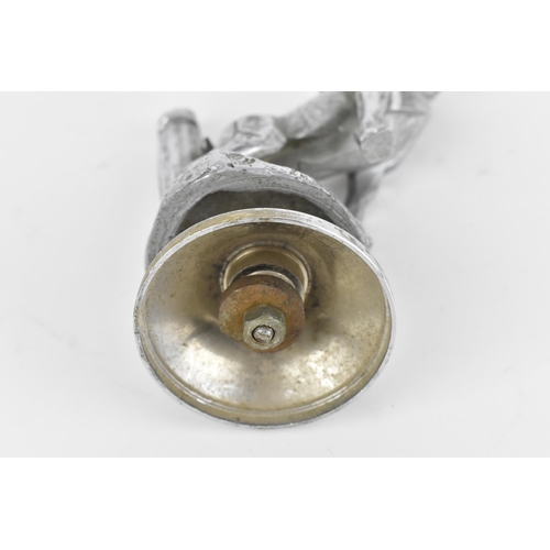 241 - An early 20th century Art Deco nikel plated bull dog car mascot, mounted on radiator cap, the dog de... 