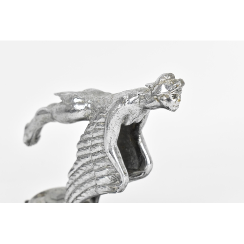 242 - An early 20th century French nikel plated car mascot by H. Briand, modelled as a winged woman with h... 