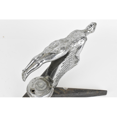 242 - An early 20th century French nikel plated car mascot by H. Briand, modelled as a winged woman with h... 