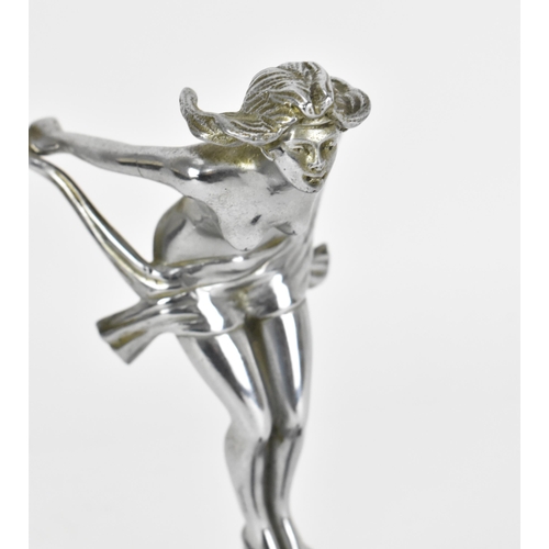 243 - An early 20th century Art Deco nickel plated car mascot, possibly after Louis Le Jeune, modelled as ... 