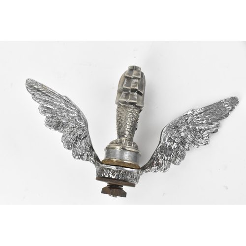 244 - A 20th century Singapore Merlion lion fish car mascot, with wings either side, the central part havi... 