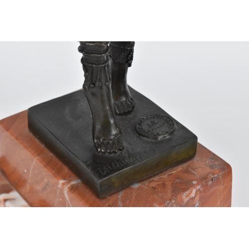 245 - After Demétre H. Chiparus (1886-1947), an Art Deco style bronze dancer on stand, with each arm stret... 