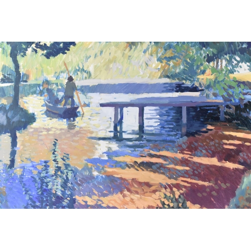 249 - Annabel Gosling (b. 1942) British
'Punting on the Cam', oil on canvas, signed lower left, 58 cm x 10... 