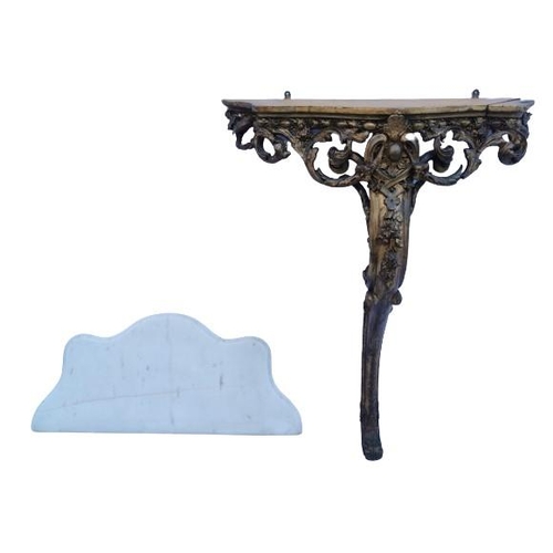114 - A 19th century giltwood and marble console table and mirror, the table with shaped white marble top,... 