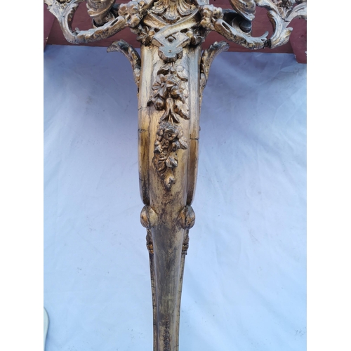 114 - A 19th century giltwood and marble console table and mirror, the table with shaped white marble top,... 