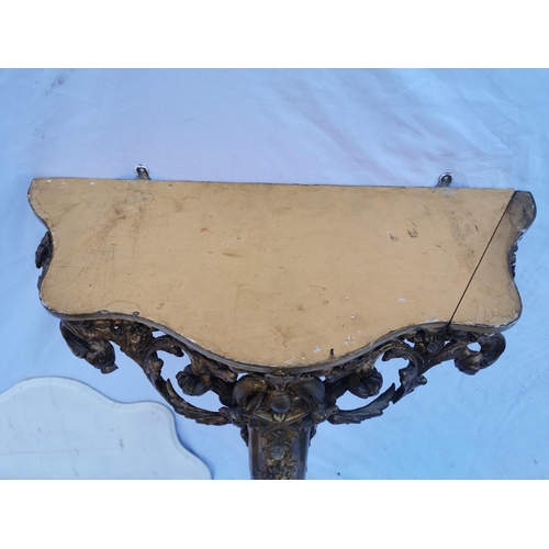 114 - A 19th century giltwood and marble console table and mirror, the table with shaped white marble top,... 