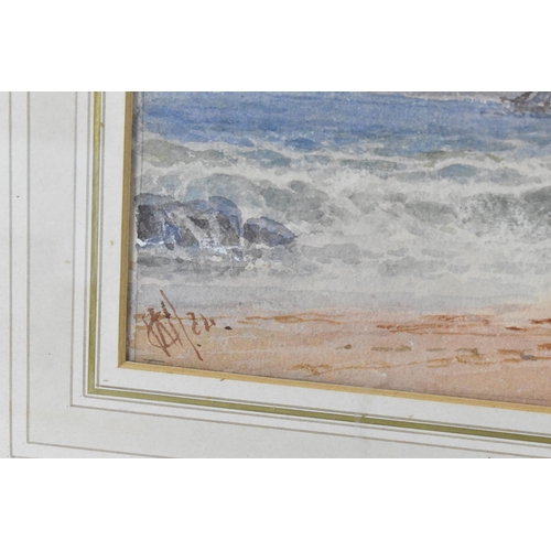 281 - British School, 19th century
depicting a seascape, watercolour on paper, signed with initials and da... 
