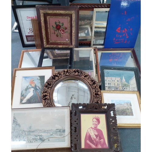 255 - Mixed wall mirrors, a cross stitch still life tapestry, frames and prints
Location:RAM