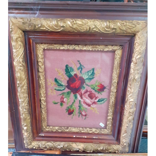 255 - Mixed wall mirrors, a cross stitch still life tapestry, frames and prints
Location:RAM