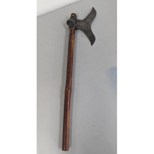 256 - A 19th century Indian Bulova fighting axe, on later hilt, Location: A2M