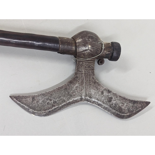 257 - A 19th century Indian Bulova fighting axe, on later hilt, Location: LWM