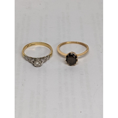 33 - Two 18ct gold rings, one set with a diamond, total weight 5.8g
Location: CAB2