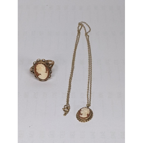 47 - A 9ct gold Cameo necklace together with a 9ct gold Cameo ring, total weight 5.3g
Location: CAB4