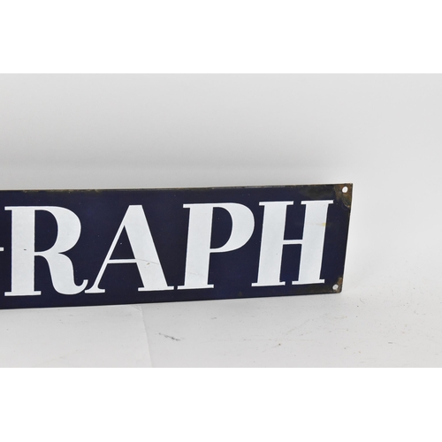 266 - A Sunday Telegraph enamel sign, with white lettering on blue ground, eight drilled holes for mountin... 