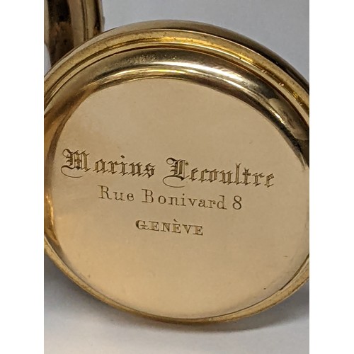 84 - A very fine quality circa 1900 gold half hunter pocket watch having a white enamel dial with Roman n... 