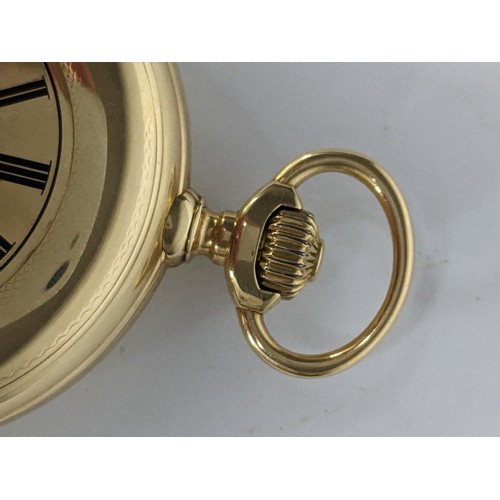 84 - A very fine quality circa 1900 gold half hunter pocket watch having a white enamel dial with Roman n... 