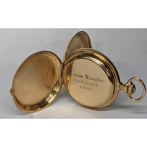 84 - A very fine quality circa 1900 gold half hunter pocket watch having a white enamel dial with Roman n... 