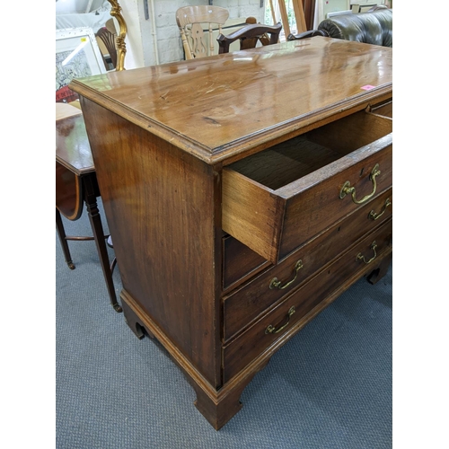 149 - A George III mahogany chest of two short and three long drawers on bracket feet, 89.5h x 100.5w, Loc... 