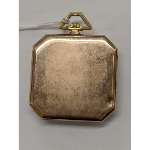 81 - A Rolex 9ct gold, open faced pocket watch having a silvered dial, signed Rolex, with blued hands, Ar... 