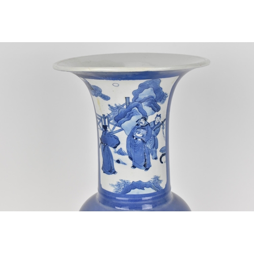 1 - A Chinese Qing dynasty blue and white yenyen vase, possibly Kangxi (1662-1722), designed with figura... 