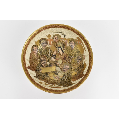 10 - A Japanese Satsuma porcelain bowl, Meiji period (1864-1911), of circular form depicting Buddhist imm... 