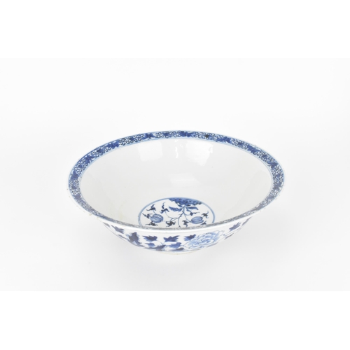 2 - A Chinese Qing dynasty blue and white porcelain bowl, 18th century, with butterfly and melon design ... 