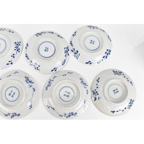 30 - Six Chinese Qing dynasty blue and white cups and saucers, 18th century, Qianlong period (1736-1795),... 