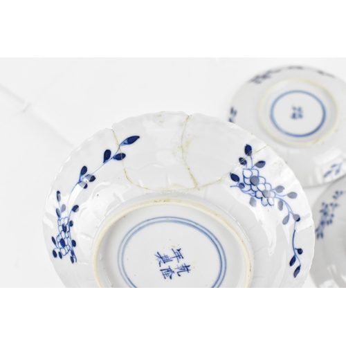 30 - Six Chinese Qing dynasty blue and white cups and saucers, 18th century, Qianlong period (1736-1795),... 