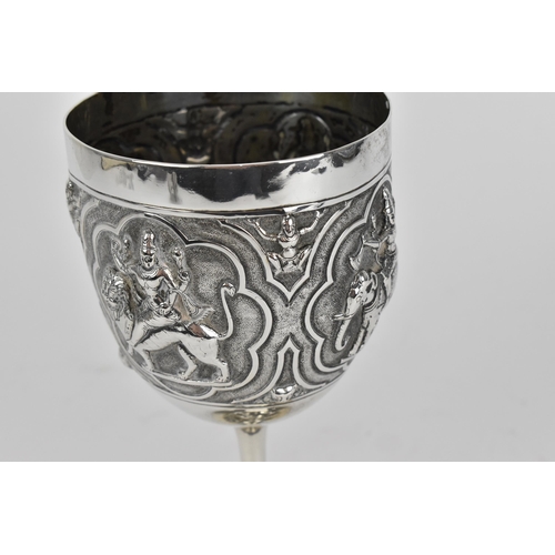 37 - An Indian colonial silver trophy goblet by Peter Orr & Sons, Madras, circa 1900s, the bowl with embo... 