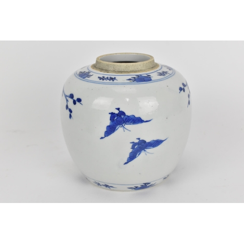 43 - A Chinese late Qing dynasty blue and white ginger jar, circa 1900, of typical form with top fruit ba... 