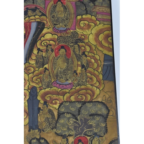 62 - A large Tibetan thangka of Shakyamuni Buddha, possibly late 19th century or later, painted on board,... 