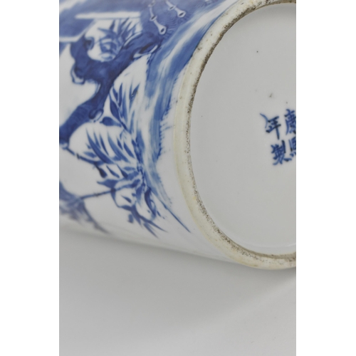 8 - A Chinese Qing dynasty blue and white porcelain vase, late 19th century, of tapered form with peacoc... 