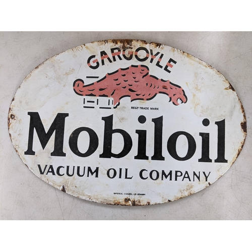 12 - A late 20th century 'Gargoyle Mobiloil' enamel advertising sign 36cm h x 54cm w Location:SL