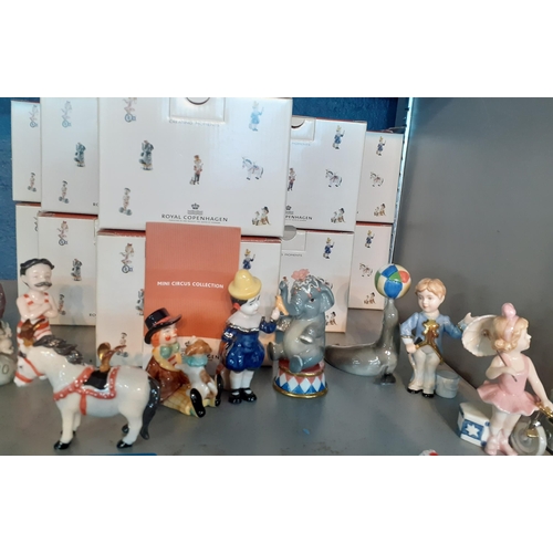 120 - Royal Copenhagen - a group of 12 mini circus collection figures and models with original boxes No 12... 