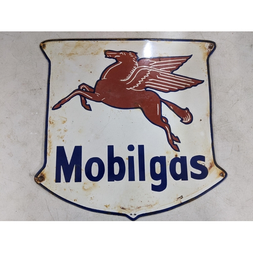 14 - A late 20th century 'Mobilgas' enamel advertising sign 46cm h x 46.5cm w Location:SL