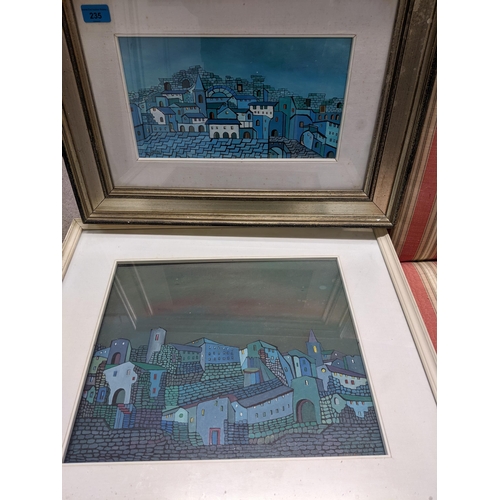 235 - G Sideri - two oil paintings on board, town buildings and rooftop scenes, signed lower left corner, ... 