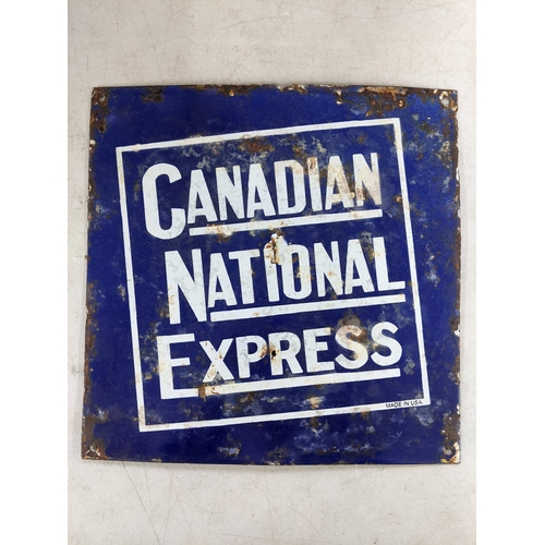 25 - A late 20th century 'Canadian National Express' enamel advertising sign 33cm x 33cm Location:SL