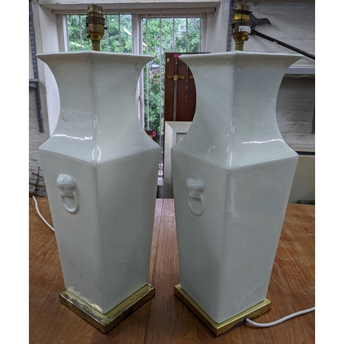 28 - A pair of Chinese design crackle glazed table lamps of square tapering form, 48.5cm h
Location:LWM