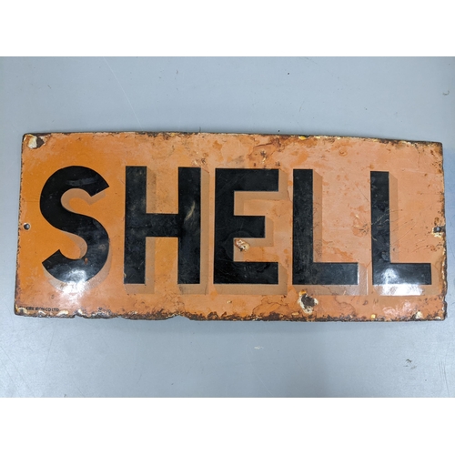 33 - A late 20th century 'Shell' enamel advertising sign 20.5cm h x 48cm w Location:SL