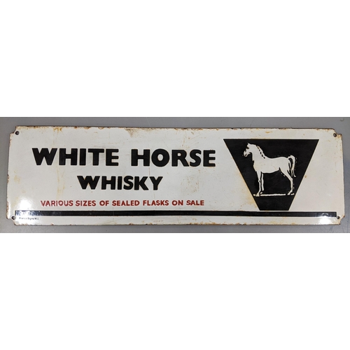 34 - A late 20th century 'White Horse Whisky' enamel advertising sign 18cm h x 61cm w Location:SL