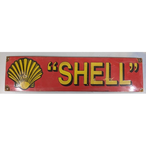 35 - A late 20th century 'Shell' enamel advertising sign 15cm h x 61cm w Location:SL