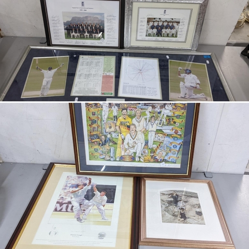 38 - Cricket related pictures to include a signed Darren Gough limited edition print and others together ... 