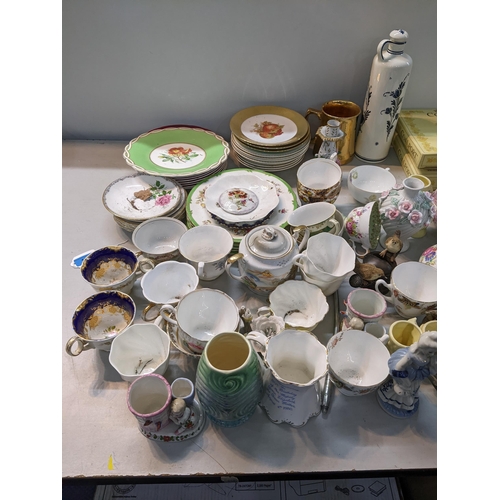 47 - A selection of mainly Victorian and later porcelain to include a Wedgwood majolica jug, boxed Coalpo... 