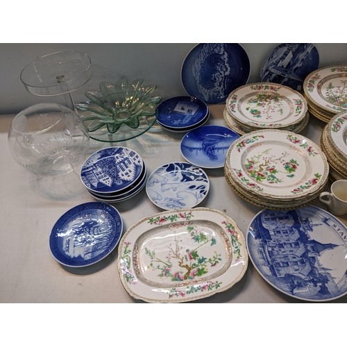 49 - A mixed lot to include Royal Copenhagen Christmas plates, Porsgrund collectors lates, 19th century a... 