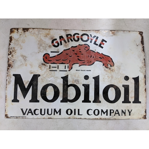 6 - A late 20th century 'Gargoyle Mobiloil' enamel advertising sign 54.5cm h x 35.5cm w Location:SL