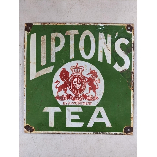 24 - A late 20th century 'Liptons Tea' enamel advertising sign 30.5cm h x 30.5cm w Location:SL